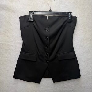 Commense Black Strapless Button Front Lined Top Women’s Size Medium